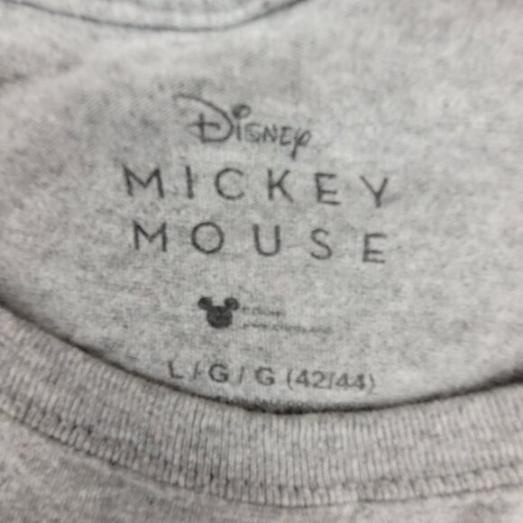 Mickey Mouse T Shirt Mens L Gray Short Sleeve Crew Spell-out Cotton Blend Disney - Picture 3 of 7